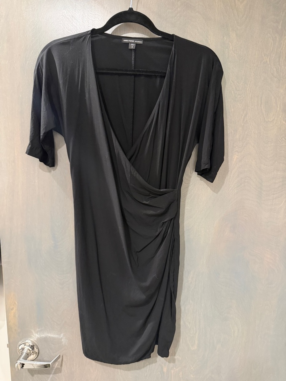 James Perse Black Wrap-Style Mini Dress